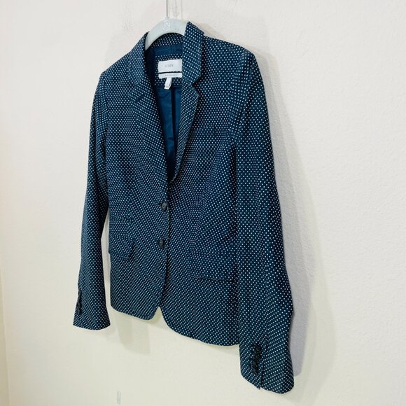 J. Crew Schoolboy Blazer Womens Size 2 Navy Blue White Polka Dot 2-Button Jacket - Picture 7 of 10